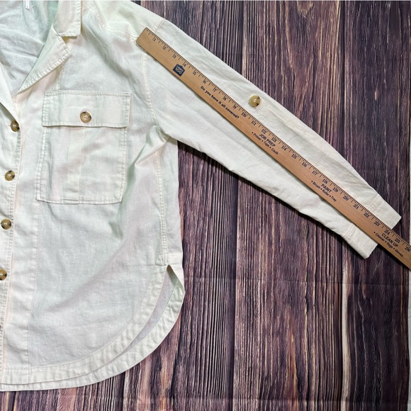Free People Sunshine In My Pockets Buttondown Thick Linen Cotton Long Sleeve - Picture 8 of 13